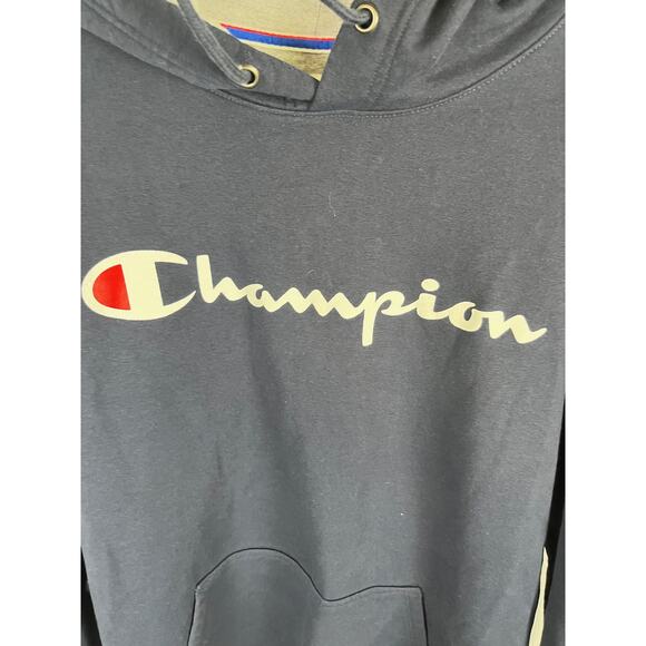 Champion Script Logo Hoodie 2XL Navy Blue Pullover Excellent Condition - Picture 4 of 6